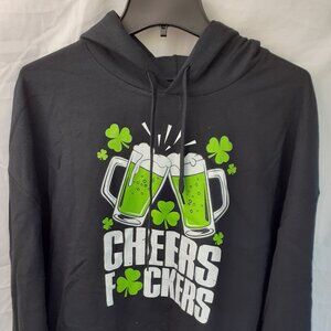 New XL Cheers F*ckers St. Patrick's Day Black Pullover Hoodie